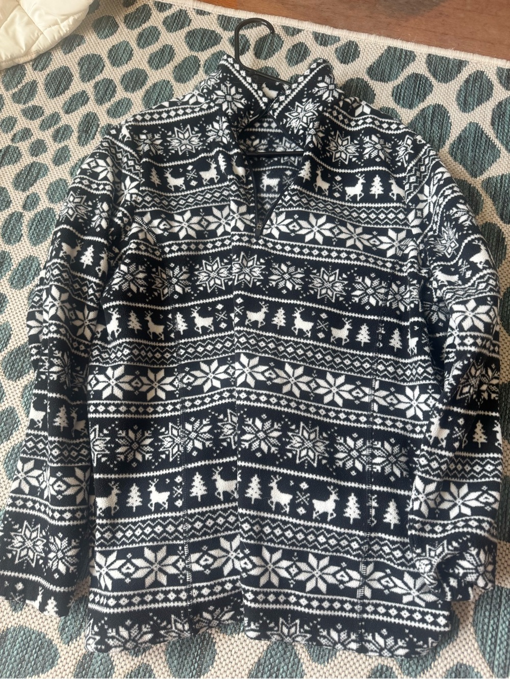 Women’s Black and White Fair Isle Quarter Zip Fleece